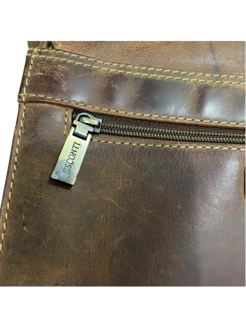 VISCONTI Vintage Jasper Portrait Leather Messenger Bag Brown